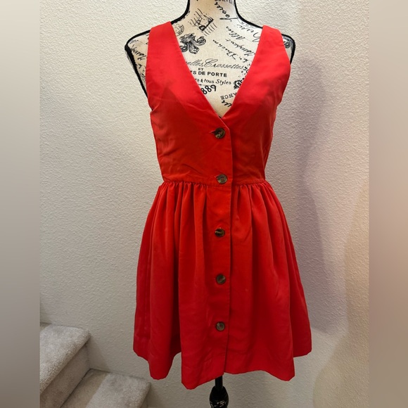 American Apparel Red Button-Down Dress - Picture 1 of 3